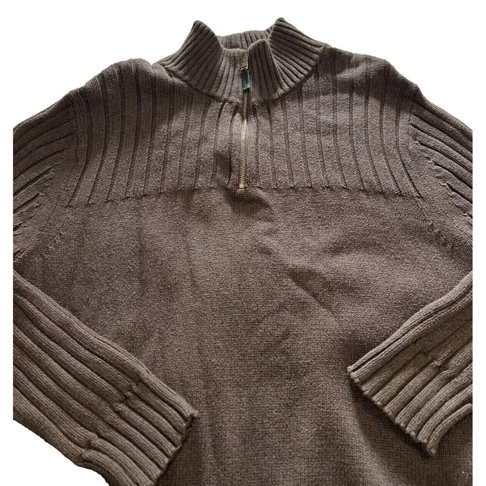 Great Northwest Men's Pullover Sweater Brown Mock Neck 1/4 Zip Ribbed Size XXL - Picture 6 of 10